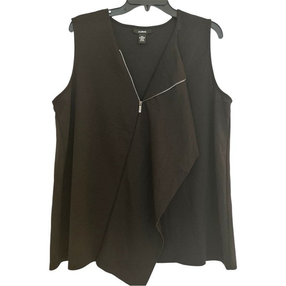 Alfani Women’s Asymmetrical Zip-Front Sleeveless Blouse Black Size XXL - Picture 3 of 6